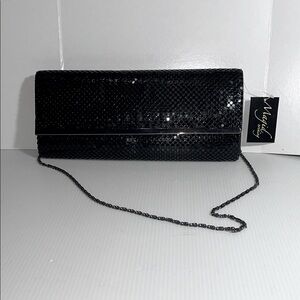 Black Metallic Evening Purse Clutch by Magid Evening